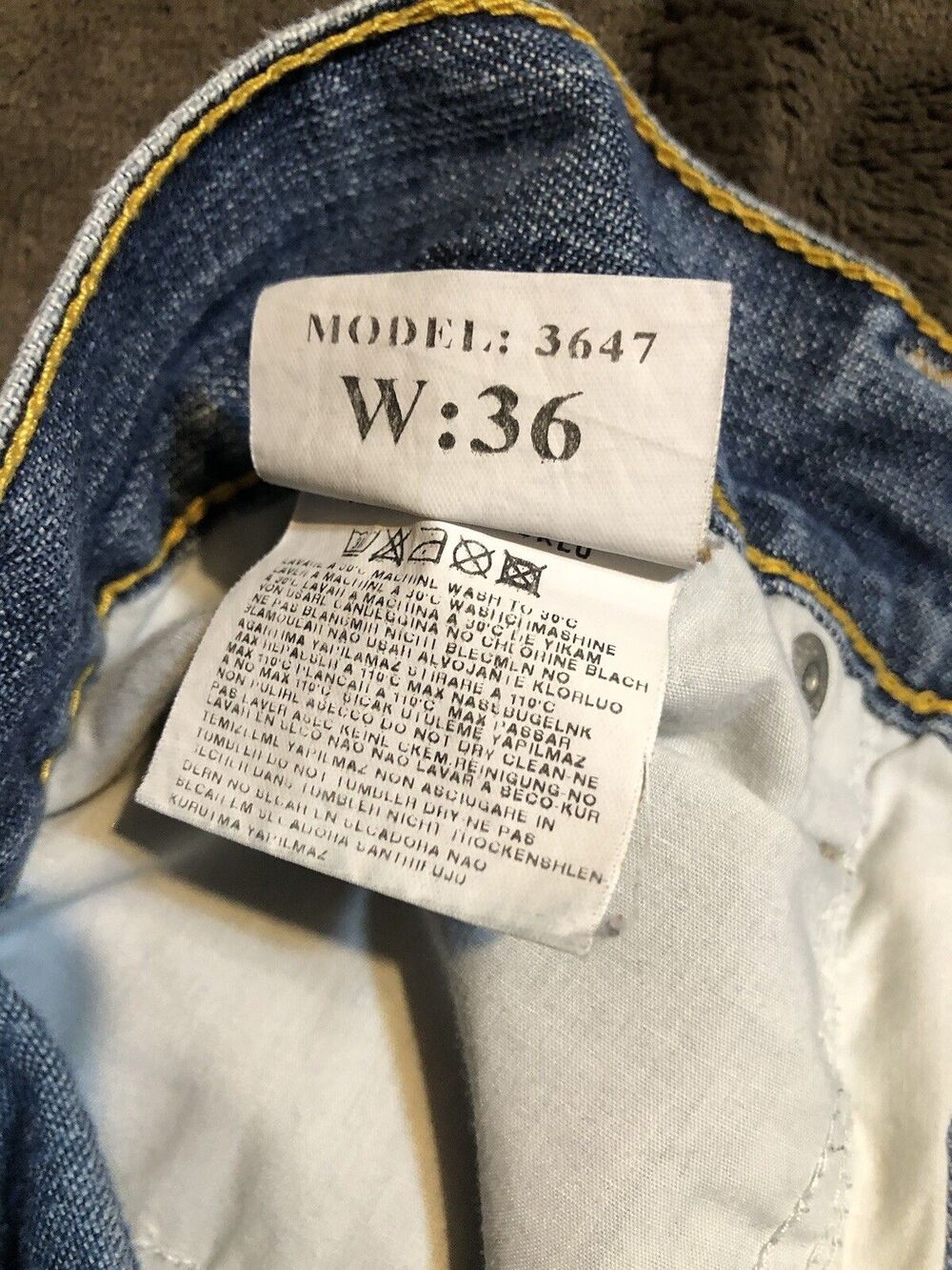 Diesel Industry Button Fly Size 36 x 33 Straight Leg Jeans Great Whiskers - Picture 5 of 8
